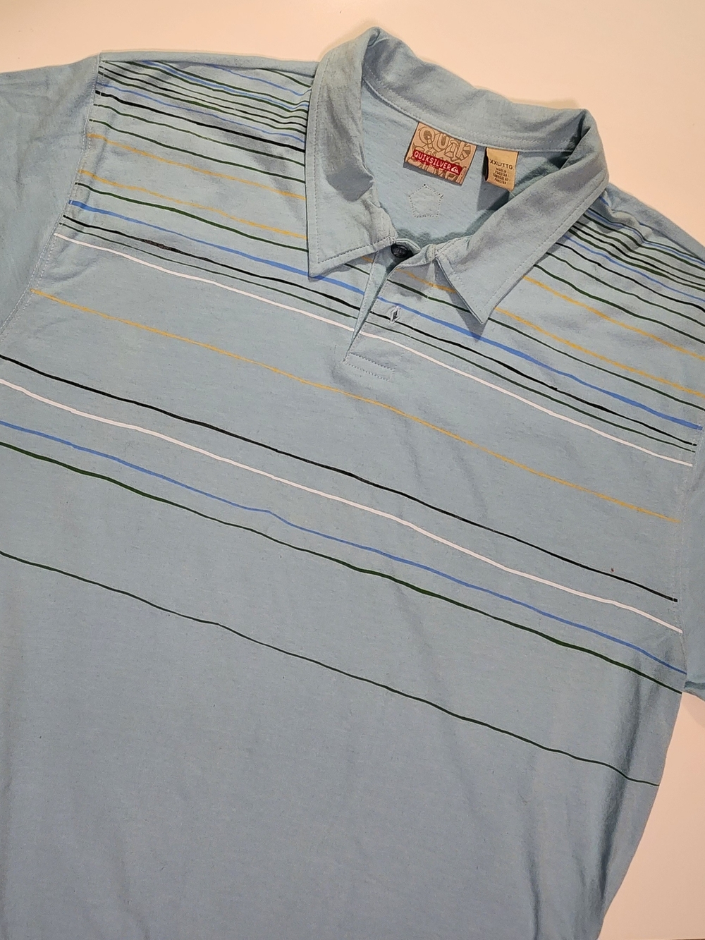 Quiksilver Men’s Light Blue Striped Polo Shirt